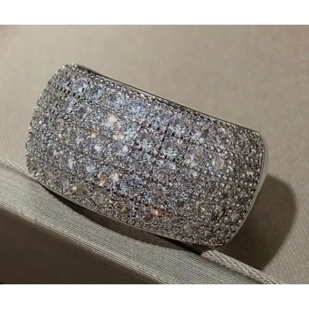 Silver Pave Ring SZ 9 NEW